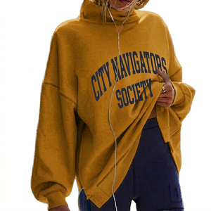 Nouveau Sweat-shirt Polaire Personnalisé pour Femme, Col Montant Long, Coupe Oversize, avec Impression de Lettres et Broderie, Collection Automne Hiver - Product Image 6