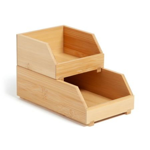 Eco-Friendly <b>Stackable</b> Wood Storage <b>Basket</b> Modular Pantry Organizer For Fruit Onion Use Vegetables And Kitchen Supplies - Product Image 1