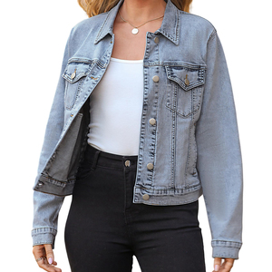Nouvelle conception de veste en jean pour femmes, respirante, manches longues, coupe-vent, style streetwear, vestes en jean personnalisées pour femmes - Product Image 5
