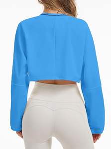 Sweat-shirt court à capuche pour femme, broderie graphique, hiver, col en V, coupe ample, manches longues, logo frontal - Product Image 4