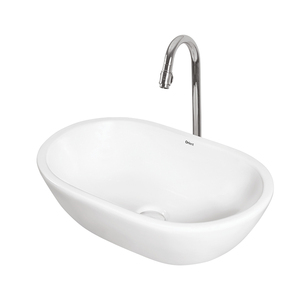 Highest Quality Wholesale Supply India Made Bathroom Usage Unique Oval Shape White Ceramic <b>Table</b> Top Sink for Home Use - Product Image 1