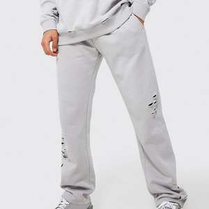 Conjunto de chándal de invierno para hombre, estilo urbano, corte holgado, con efecto desgastado, lavado ácido y descolorido por el sol, 100% algodón, con sudadera con capucha y pantalones de chándal, con cremallera y pedrería - Product Image 3