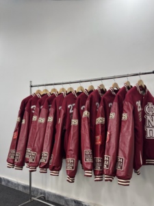 Custom Maroon Wool Varsity Jacket | OEM Mandarin Collar Embroidered Patchwork Letterman Jacket | Private Label Unisex Winter - Product Image 6