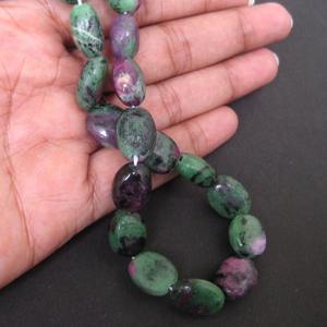 Perles de pierres précieuses en zoïsite rubis naturel, lisses et ovales, pour la fabrication de bijoux, en vrac - Product Image 1