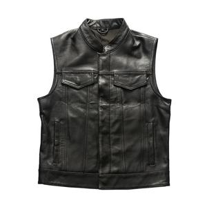 Gilet de motard en cuir véritable noir style club avec patchs, prêt à l'emploi, pour homme, OEM - Product Image 5