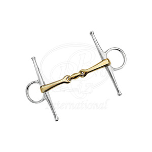 Bocado de hierro dulce de doble freno con mejillas completas, de acero inoxidable con boquilla de latón, 5.5 pulgadas, para equitación - Product Image 4
