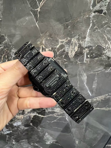 Luxury Black Iced Out Watch VVS Moissanite Diamond Fully Paved Black Dial Roman Numerals Square <b>Case</b> Steel Bracelet Men Watch - Product Image 4