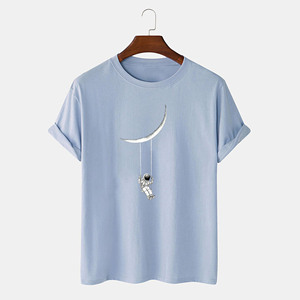 Mejor Oferta del Año 2026 Camisetas de Manga Corta para Hombre, Color Azul Cielo, Marca Personalizada, Ropa Urbana, Nuevas Llegadas, Venta al Por Mayor - Product Image 1