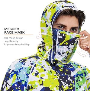 เสื้อเชิ้ตเดินป่าสำหรับผู้ชายแขนยาว UPF 50+ พร้อมหน้ากากป้องกันรังสียูวีและฮู้ดคลุมคอ - Product Image 4