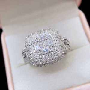 <b>Iced</b> Out Hip Hop Engagement Moissanite Baguette Cut Cluster <b>Ring</b> Custom Design 925 Sterling Silver Rhodium Plated Wedding <b>Ring</b> - Product Image 5
