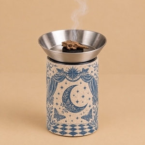 Quemador de Incienso Moderno de Lino con Diseño de Mariposa y Luna, Incensario de Aromaterapia de Acero Inoxidable, Decoración - Product Image 2