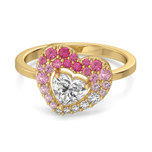 Anillo de Compromiso Romántico para Mujer, con Diamante Tallado en Corazón, Chapado en Oro de 18K - Product Image 2