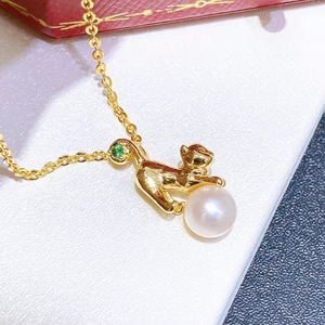 Super Cute AB Cat Shaped Freshwater <b>Pearl</b> Color Preserving Fashion Jewelry <b>Set</b> Includes Earrings and Necklace with Chain - Product Image 2