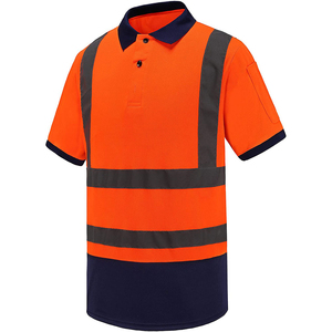 Clush Industries Hi Vis Reflective Breathable Safety Short Sleeve <b>Polo</b> Shirt Polyester/Cotton Black Bottom <b>Orange</b> Yellow - Product Image 4
