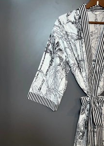 Bata Kimono de Algodón Suave y Transpirable con Estampado de Dibujos Animados para Mujer, Ropa de Estar por Casa de Verano Hecha a Mano, ODM, Cuello en V, Cintura Elástica, Camisón Completo - Product Image 4