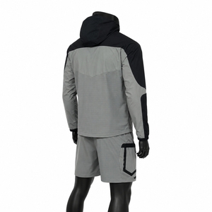 Long Sleeves Solid Waffle Texture Streetwear Stand Collar <b>Cardigan</b> Drawstring Jacket Waist Lightweight Breathable Quick Dry - Product Image 2