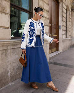 2025 nuevo Boho Inspire Hippie Chic mujer chaqueta Regular geométrica Aari bordado transpirable 100% algodón trabajo manga larga fiesta - Product Image 3