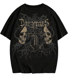 Camiseta de Alta Calidad Premium con Estampado Personalizado, 100% Algodón Tejido, Cuello Redondo Holgado, Hombros Caídos, Manga Corta, Transpirable, Estilo Urbano para Hombre - Product Image 1