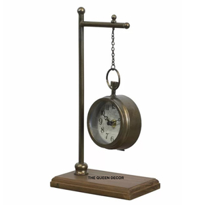 Non Ticking Metal <b>Table</b> <b>Clock</b> Antique Roman Analog Alarm <b>Clock</b> With Attached Two Legs Tableware Handmade Premium Vintage <b>Clock</b> - Product Image 5
