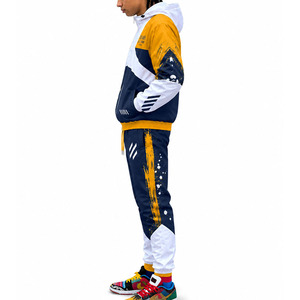 Ensembles de veste et pantalon de survêtement personnalisés de haute qualité, en nylon imprimé, avec fermeture éclair, coupe oversize, coupe-vent, pour hommes - Product Image 2