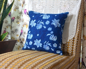 Housse de coussin en coton 100 % indigo, imprimée à la main, style bohème, décorative - Product Image 2