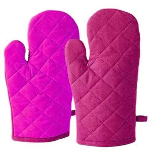 Guantes de Cocina Acolchados de Algodón Color Morado, Aislantes del Calor, Diseño Cosido de Color Sólido, Solo Lavar a Mano - Product Image 1