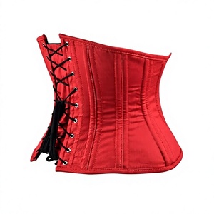 Corsé de algodón rojo para mujer, faja moldeadora sin costuras con control firme, diseño de gancho y ojal, transpirable, control de abdomen, talla estándar para adulto - Product Image 2