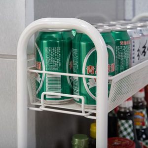 Carrito de Almacenamiento de Cuatro Niveles Color Blanco Marfil con Malla de Panal Extraíble, Organizador Práctico y Elegante - Product Image 3