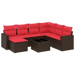 Juego de sofás de patio de ratán sintético marrón de 8 piezas con cojines, elegantes muebles de exterior - Product Image 2