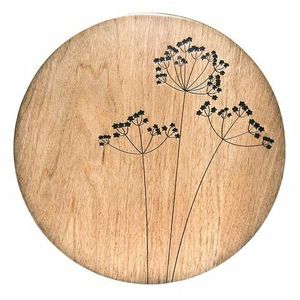 <b>Round</b> Wood Coaster <b>Mat</b> with Floral Design Nordic Style Non-Slip <b>Table</b> Pad 350 Mm Diameter - Product Image 2