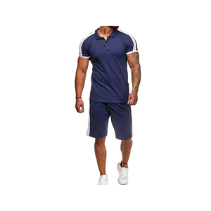 Ensemble polo et short pour homme, tenue de sport d'été, ensemble deux pièces, vêtements de sport décontractés, vêtements de sport personnalisés, logo personnalisé, vêtements de sport unis - Product Image 1