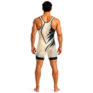 Men's Wrestling Singlet Sublimation Print Fitted Spandex Polyester Stretch Breathable Lightweight Adult Size - Product Image 2