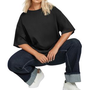 Camiseta de Cuello en V de Poliéster para Mujer, Talla Grande, Transpirable, Informal, de Verano, Manga Corta, Venta al Por Mayor - Product Image 2