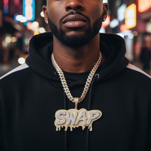 จี้เพชรโมอิสซาไนต์แบบสั่งทำพิเศษสไตล์ฮิปฮอป ตัวอักษร SWAP ประดับเพชรเม็ดใหญ่ เงินแท้ 925 เครื่องประดับจี้และชาร์ม - Product Image 4