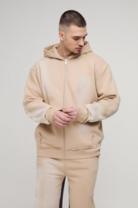 <b>Wholesale</b> Streetwear Acid Washed Sweat Suits Zipper Hoodies Tracksuit Set Vintage <b>Flared</b> <b>Sweatpants</b> and Hoodie - Product Image 3