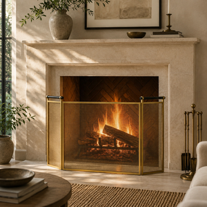 Protector de Chimenea Metálico de Diseño Minimalista Moderno con Paneles de Malla Plegables, Protector de Chispas Resistente, Protector de Hogar Independiente - Product Image 1