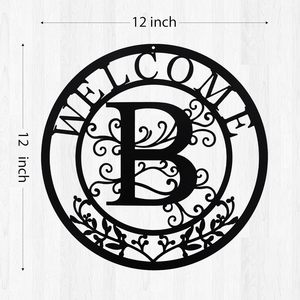 Personalized Round Split Letter Metal Name Sign Custom Monogram Door Hanger Outdoor Family Name <b>Wall</b> Decor - Product Image 5