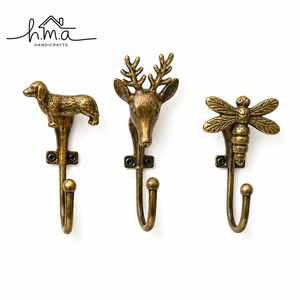 Antique Brass Animal Wall <b>Hook</b> Seahorse Lion Leopard <b>Decorative</b> Heavy Duty <b>Coat</b> Hat Key Towel Robe Holder Home Decor Set - Product Image 2