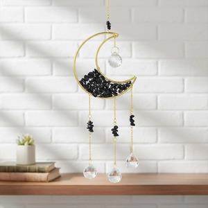 Décoration suspendue en cristal de lune, attrape-soleil parfait pour la réflexion de la lumière arc-en-ciel et l'aménagement intérieur paisible, fabriqué à la main en Inde - Product Image 1