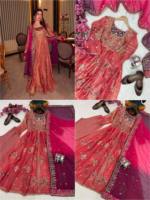 Ensemble Salwar Premium Fendy en Soie Mal Chanderi Brodé Réversible avec Dupatta en Georgette et Doublure en Coton, Manches Longues, Motif Kali Ethnique