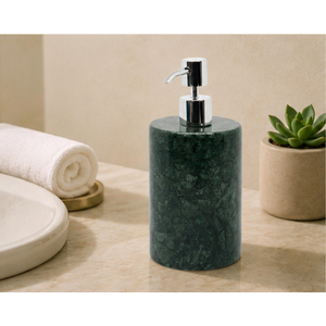 Distributeur de savon en marbre vert naturel au design classique, flacon de lotion en pierre pour hôtels et décoration de salle de bain moderne, distributeur de liquide - Product Image 6
