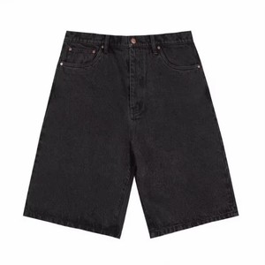 Shorts en jean taille mi-haute pour femme, coupe ample, jambe droite, bleu délavé, décontracté pour l'été - Product Image 3