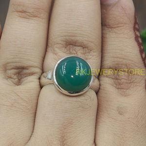 Bague en onyx vert naturel, argent sterling 925, faite à la main, bague statement ovale, pierre précieuse en onyx vert, cadeau pour femme - Product Image 4