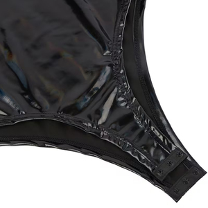 OEM DM Service New Arrival Customized Wholesale Rate New Trendy Holographic PU <b>Leather</b> Slim Fit <b>Bodysuit</b> Women Party Wear - Product Image 5