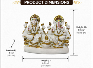Soul Mantra <b>White</b> <b>Gold</b> Laxmi Ganesh Idol Shivling 4 Inch Marble Dust Finish Durable Decorative Murti Temple <b>Desk</b> Diwali Decor - Product Image 2