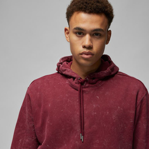 Sweat à capuche personnalisé pour homme en coton délavé marron, couleur unie, en molleton bouclette, tricot d'automne, à manches régulières - Product Image 3