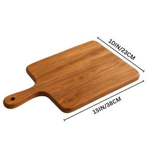 Tabla de cortar redonda de madera con asa para uso en la cocina, con cuchillo de acero inoxidable y exhibidor de verduras frescas, venta al por mayor - Product Image 3