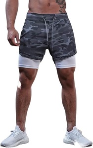Double <b>Layer</b> Short With Visible Under <b>Layer</b> <b>Mid</b> Length Along 6 Inch Phone Pocket All Over Sublimation Printed Camo Men Short - Product Image 3