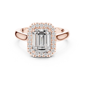 Anillos Clásicos de Compromiso, Boda y Aniversario con Halo, Diamante Cultivado en Laboratorio de Corte Esmeralda de 2 CT E VS1, Anillo de Oro Sólido de 14K - Product Image 5