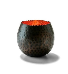 Pot à bougie en métal de qualité supérieure, couleur noir et or, rond - Product Image 2